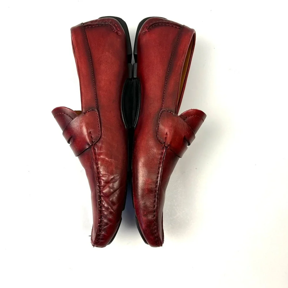Magnanni Dylan Red Leather Penny Loafer Driving Moccasins‎ Men's 9 Shoes Preppy